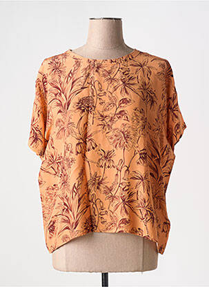 Top imprimé fantaisie manches courtes orange ATTIC AND BARN femme