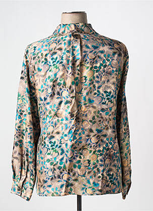 Chemisier imprimé fantaisie manches longues bleu MOMONI femme