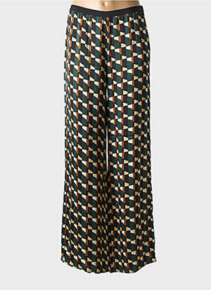 Pantalon flare taille élastique vert SIYU femme