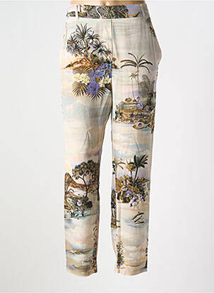 Pantalon droit taille élastique beige MOMONI femme