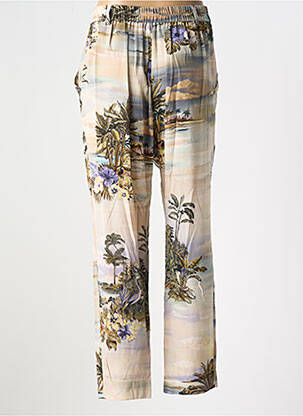 Pantalon droit taille élastique beige MOMONI femme