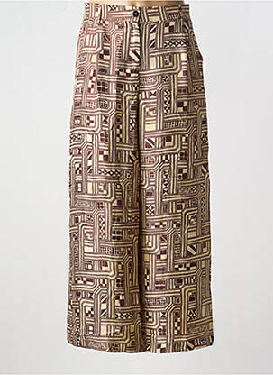 Pantalon droit fermeture zippée sous rabat boutonné marron MOMONI femme