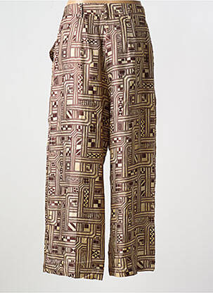 Pantalon droit fermeture zippée sous rabat boutonné marron MOMONI femme