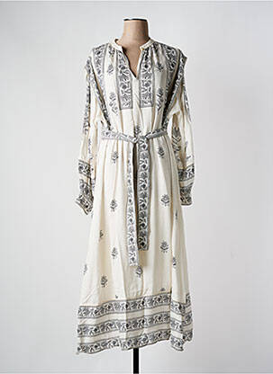 Robe longue manches longues manches longues beige STELLA FOREST femme