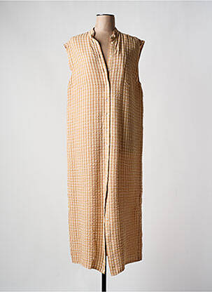 Robe longue manches courtes manches courtes beige ROSEANNA femme