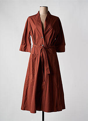 Robe mi-longue manches 3/4 manches 3/4 marron PHISIQUE DU ROLE femme