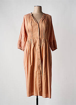 Robe mi-longue manches 3/4 manches 3/4 orange LEON & HARPER femme