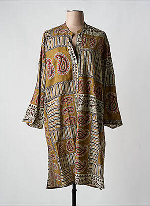 Robe mi-longue manches longues manches longues marron DIEGA femme