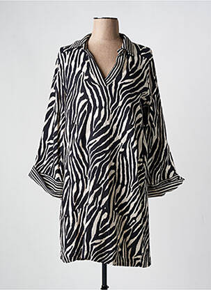 Robe courte coupe fluide manches 3/4 noir STELLA FOREST femme