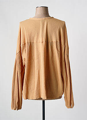 Blouse poignets boutonnés avec fente manches longues beige POMANDERE femme