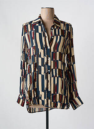 Chemisier tissage crêpe manches longues rouge DIEGA femme