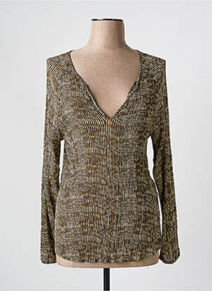 Top tissage crêpe manches longues vert DIEGA femme