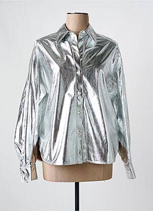 Chemisier coupe droite manches longues argent ROSEANNA femme