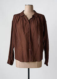 Chemisier tissage crêpe manches longues marron MASSCOB femme