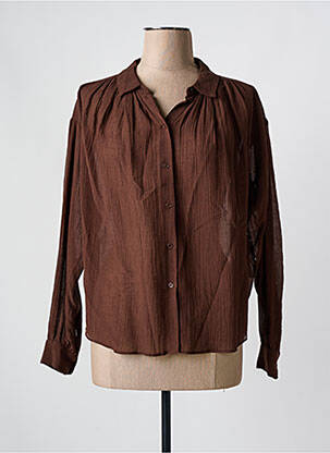 Chemisier tissage crêpe manches longues marron MASSCOB femme