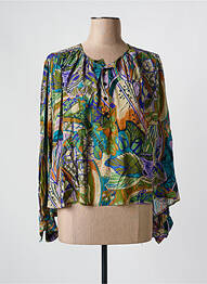 Blouse imprimé fantaisie manches longues vert BELLE PIÈCE femme