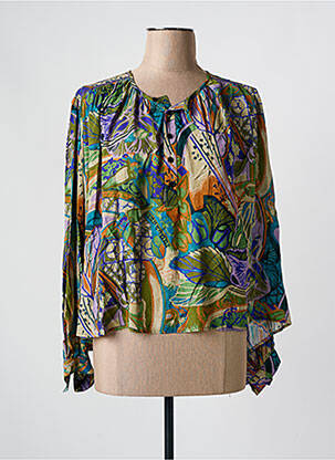 Blouse imprimé fantaisie manches longues vert BELLE PIÈCE femme