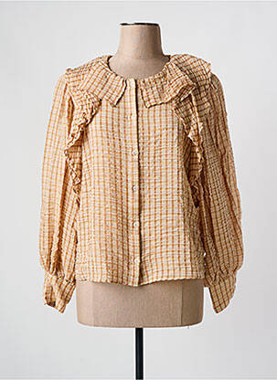 Chemisier tissage crêpe manches longues beige ROSEANNA femme