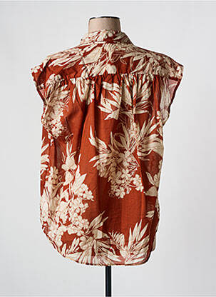 Blouse légère et transparente manches courtes marron DIEGA femme