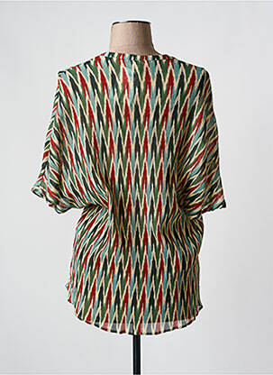 Chemisier tissage crêpe manches courtes vert DIEGA femme