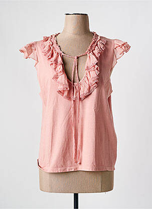 Blouse col v manches courtes rose ATTIC AND BARN femme