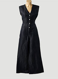 Combi-pantalon tissage crêpe sans manche noir ATTIC AND BARN femme