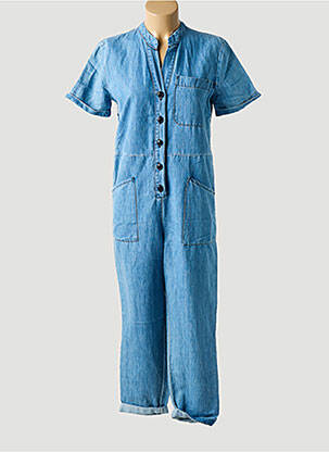 Combi-pantalon fermeture boutonnée sur le devant manches courtes bleu FIVE femme