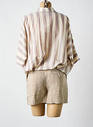 Combishort poches manches 3/4 marron ALYSI femme