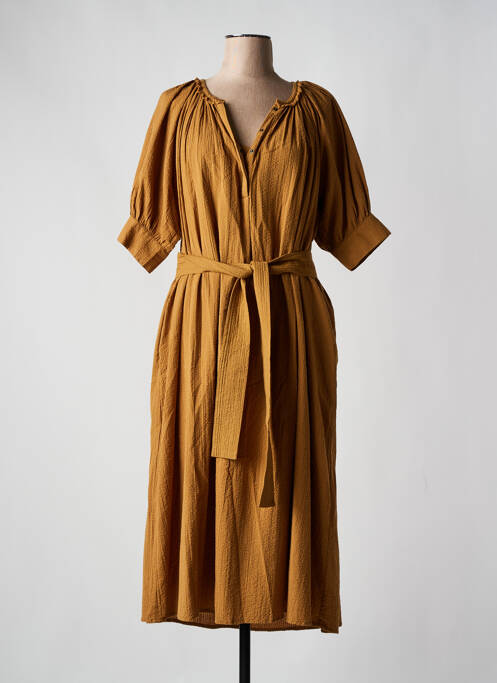 Robe mi-longue marron BELLE PIÈCE pour femme