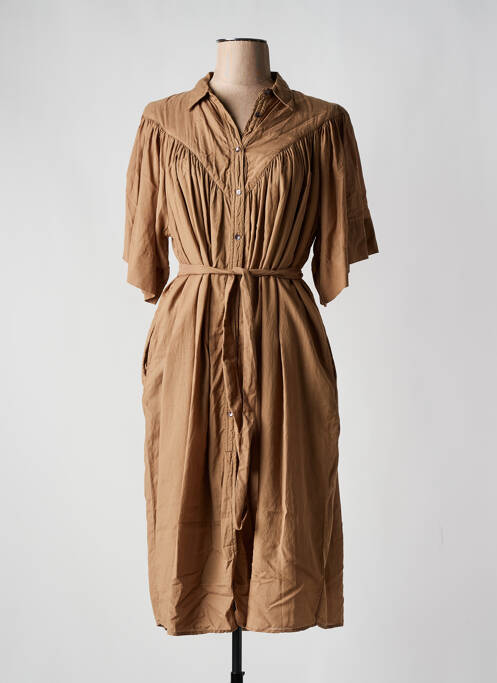 Robe mi-longue marron BELLE PIÈCE pour femme