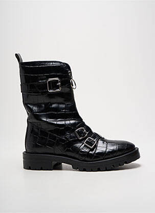 Bottines/boots tissage satiné talon plat jusqu'à 3cm noir ALPE femme