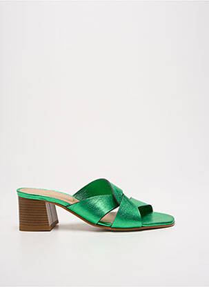 Mules/sabots matière lisse talon de 4 à 6cm vert QOO TUM femme