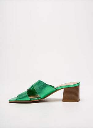 Mules/sabots matière lisse talon de 4 à 6cm vert QOO TUM femme