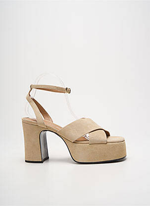 Sandales/nu pieds semi compensé talon haut de 10cm et plus beige FREE LANCE femme