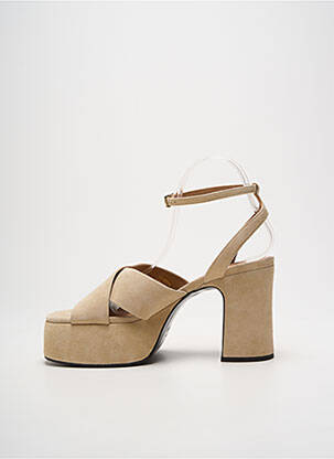 Sandales/nu pieds semi compensé talon haut de 10cm et plus beige FREE LANCE femme