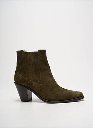 Bottines/boots bout pointu talon de 7 à 9cm vert FREELANCE femme