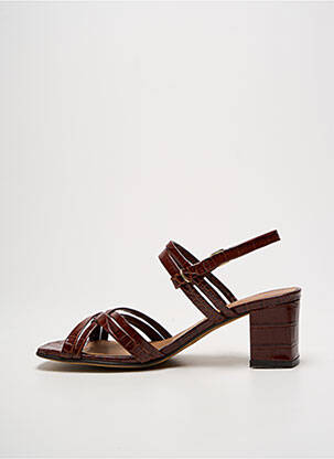 Sandales/nu pieds matière lisse talon de 4 à 6cm marron ANTHOLOGY femme