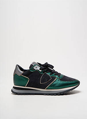 Baskets matière lisse talon plat jusqu'à 3cm vert PHILIPPE MODEL femme