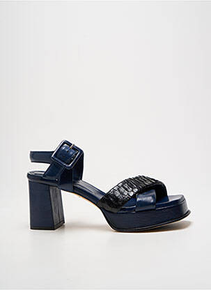Sandales/nu pieds semi compensé talon de 7 à 9cm bleu LORENZO MASIERO femme
