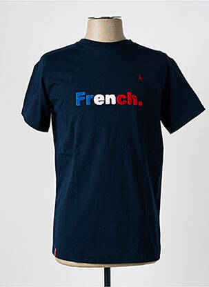 T-shirt broderie manches courtes bleu MAISON FT homme
