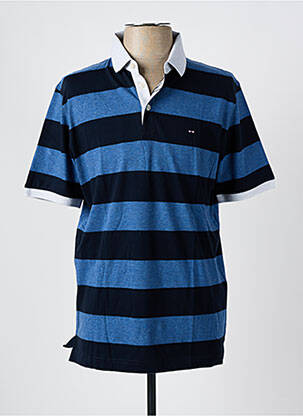 Polo imprimé rayures manches courtes bleu EDEN PARK homme
