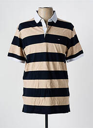 Polo imprimé rayures manches courtes beige EDEN PARK homme
