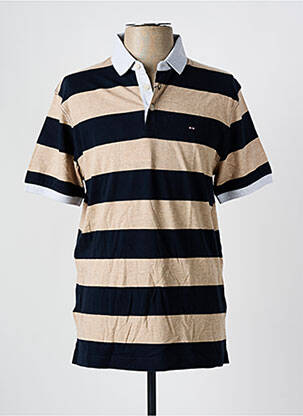 Polo imprimé rayures manches courtes beige EDEN PARK homme