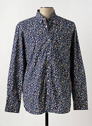 Chemise manches longues coupe droite bleu EDEN PARK homme