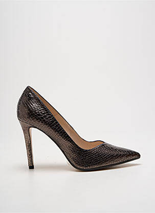 Escarpins tissage satiné talon de 7 à 9cm marron LODI femme