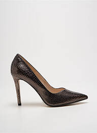 Escarpins tissage satiné talon de 7 à 9cm marron LODI femme
