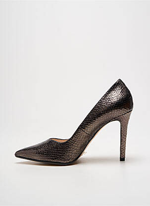 Escarpins tissage satiné talon de 7 à 9cm marron LODI femme