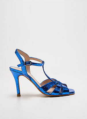 Sandales/nu pieds tissage satiné talon de 7 à 9cm bleu LODI femme