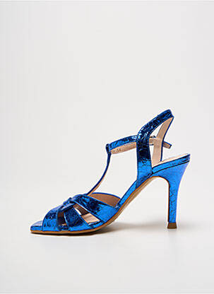Sandales/nu pieds tissage satiné talon de 7 à 9cm bleu LODI femme