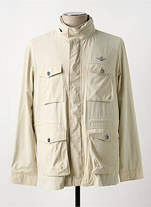 Blouson fermeture zippée sous rabat pressionné beige AERONAUTICA homme